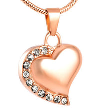 Load image into Gallery viewer, Memorial Heart Cremation Urn Necklace With Rhinestones