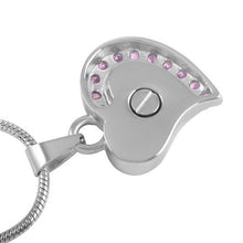 Load image into Gallery viewer, Memorial Heart Cremation Urn Necklace With Rhinestones