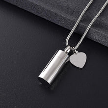Load image into Gallery viewer, "Miss You" Silver Cylinder Cremation Urn Necklace