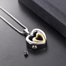 Load image into Gallery viewer, Modern Double Heart Cremation Urn Necklace