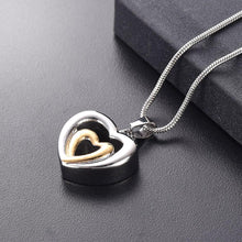 Load image into Gallery viewer, Modern Double Heart Cremation Urn Necklace