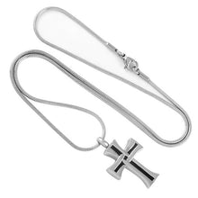 Load image into Gallery viewer, Modern Silver Cross Cremation Urn Necklace