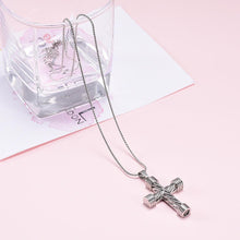 Load image into Gallery viewer, Modern Silver Cross Cremation Urn Necklace