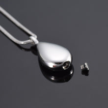 Load image into Gallery viewer, Modern Silver Water Drop Cremation Urn Necklace
