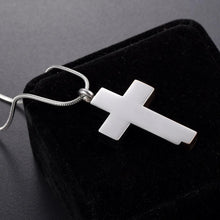Load image into Gallery viewer, Modern Style Two Tone Cross Cremation Urn Necklace With Gem Rhinestones