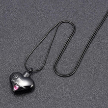 Load image into Gallery viewer, "Mom, Love You Forever" Heart Shaped Cremation Urn Necklace With Rhinestone