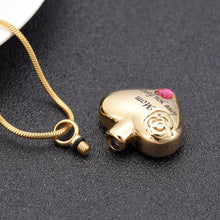 Load image into Gallery viewer, "Mom, Love You Forever" Heart Shaped Cremation Urn Necklace With Rhinestone