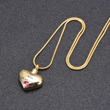 Load image into Gallery viewer, "Mom, Love You Forever" Heart Shaped Cremation Urn Necklace With Rhinestone