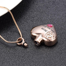 Load image into Gallery viewer, "Mom, Love You Forever" Heart Shaped Cremation Urn Necklace With Rhinestone
