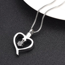 Load image into Gallery viewer, Paw Print In Heart Pet Cremation Urn Necklace