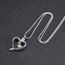 Load image into Gallery viewer, Paw Print In Heart Pet Cremation Urn Necklace