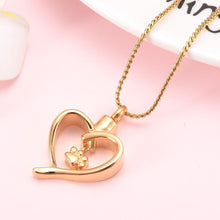Load image into Gallery viewer, Paw Print In Heart Pet Cremation Urn Necklace