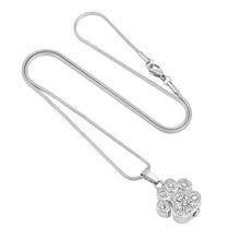 Load image into Gallery viewer, Pet Paw Cremation Urn Necklace With Rhinestones