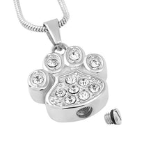Load image into Gallery viewer, Pet Paw Cremation Urn Necklace With Rhinestones
