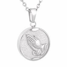 Load image into Gallery viewer, Praying Hands Cremation Urn Necklace