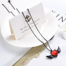 Load image into Gallery viewer, Red Crystal Heart &amp; Angel Wing Cremation Urn Necklace