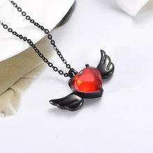 Load image into Gallery viewer, Red Crystal Heart &amp; Angel Wing Cremation Urn Necklace