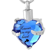 Load image into Gallery viewer, Rhinestone Heart Shaped "Forever In My Heart" Engraving Urn Necklace