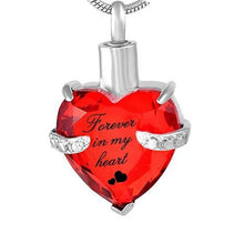 Load image into Gallery viewer, Rhinestone Heart Shaped "Forever In My Heart" Engraving Urn Necklace