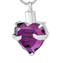 Load image into Gallery viewer, Rhinestone Heart Shaped "Forever In My Heart" Engraving Urn Necklace