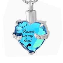 Load image into Gallery viewer, Rhinestone Heart Shaped "Forever In My Heart" Engraving Urn Necklace