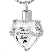 Load image into Gallery viewer, Rhinestone Heart Shaped "Forever In My Heart" Engraving Urn Necklace