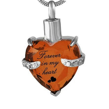 Load image into Gallery viewer, Rhinestone Heart Shaped "Forever In My Heart" Engraving Urn Necklace