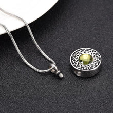 Load image into Gallery viewer, Celtic Round Pendant Cremation Urn Necklace