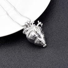 Load image into Gallery viewer, Silver Anatomical Heart Cremation Urn Necklace