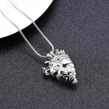 Load image into Gallery viewer, Silver Anatomical Heart Cremation Urn Necklace