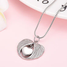 Load image into Gallery viewer, Silver Angel Wings &amp; Heart Cremation Urn Necklaces