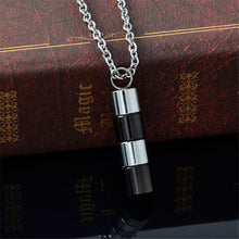Load image into Gallery viewer, Silver &amp; Black Cylinder Cremation Urn Necklace