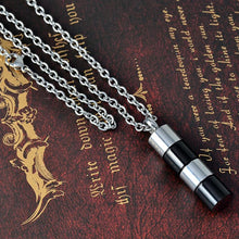 Load image into Gallery viewer, Silver &amp; Black Cylinder Cremation Urn Necklace