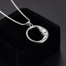 Load image into Gallery viewer, Silver Crescent Moon Face Cremation Urn Necklace