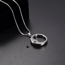 Load image into Gallery viewer, Silver Crescent Moon Face Cremation Urn Necklace