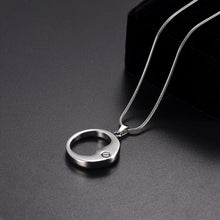 Load image into Gallery viewer, Silver Crescent Moon Face Cremation Urn Necklace
