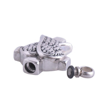 Load image into Gallery viewer, Silver Cross And Angel Wings Cremation Urn Necklace