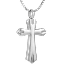 Load image into Gallery viewer, Silver Cross Cremation Urn Necklace
