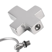 Load image into Gallery viewer, Silver Cross Cremation Urn Necklace