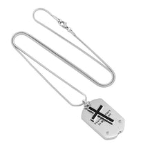 Load image into Gallery viewer, Silver Cross &amp; Dogtag etched "You Are Always In My Heart" Cremation Urn Necklace