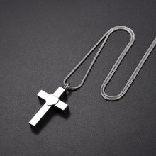 Load image into Gallery viewer, Silver Cross With Heart Cremation Urn Necklace