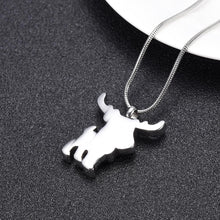 Load image into Gallery viewer, Silver Cute Moose Cremation Urn Necklace