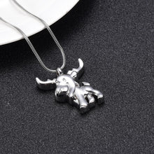 Load image into Gallery viewer, Silver Cute Moose Cremation Urn Necklace