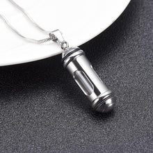 Load image into Gallery viewer, Silver Cylinder &amp; Glass Cremation Urn Necklace Ashes
