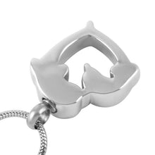 Load image into Gallery viewer, Silver Dolphin Heart Shaped Cremation Urn Necklace with Rhinestones