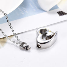 Load image into Gallery viewer, Silver Double Heart Cremation Urn Necklace