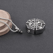 Load image into Gallery viewer, Silver Fire Department Firefighter Symbol Cremation Urn Necklace
