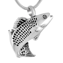 Load image into Gallery viewer, Silver Fish Shaped Cremation Urn Necklace