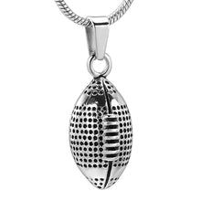 Load image into Gallery viewer, Silver Football Cremation Urn Necklace