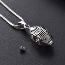 Load image into Gallery viewer, Silver Football Cremation Urn Necklace